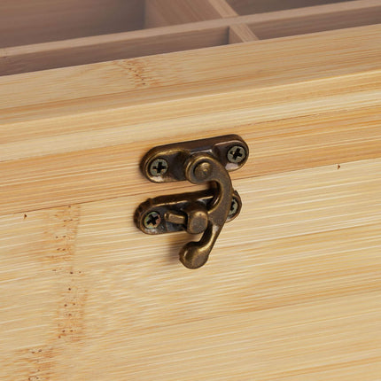 Bamboo tea box with 12 compartments