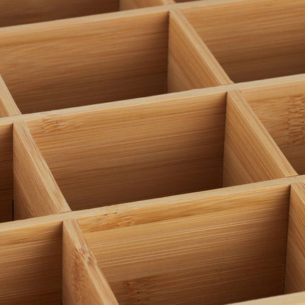 Bamboo tea box with 12 compartments