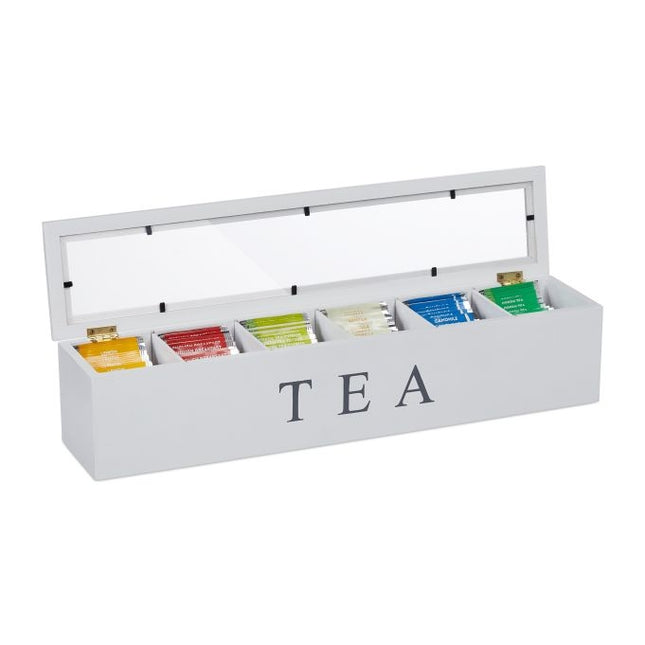 Bamboo tea box with 6 compartments