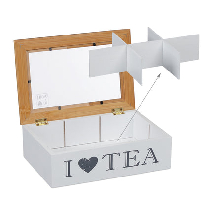 Bamboo tea box with 6 compartments