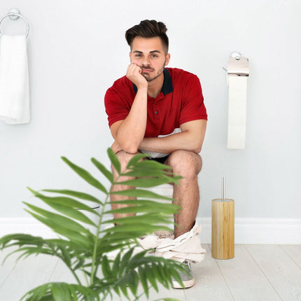 Bamboo toilet brush holder