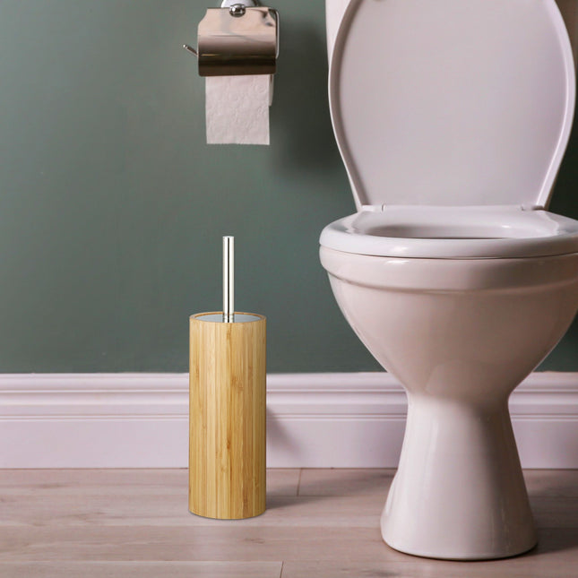 Bamboo toilet brush holder
