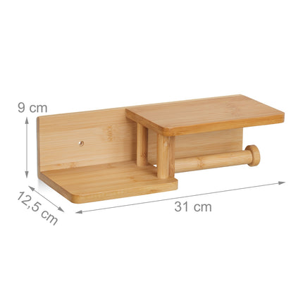Bamboo toilet paper holder 2 shelves