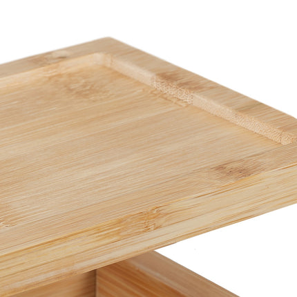 Bamboo toilet roll holder with shelf