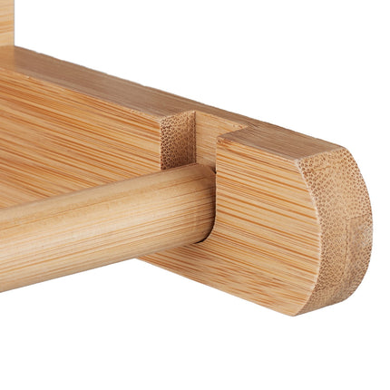 Bamboo toilet roll holder with shelf