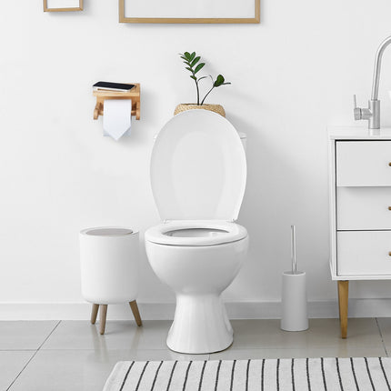 Bamboo toilet roll holder with shelf