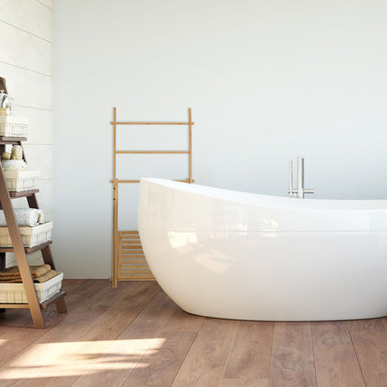 Bamboo towel ladder with shelf