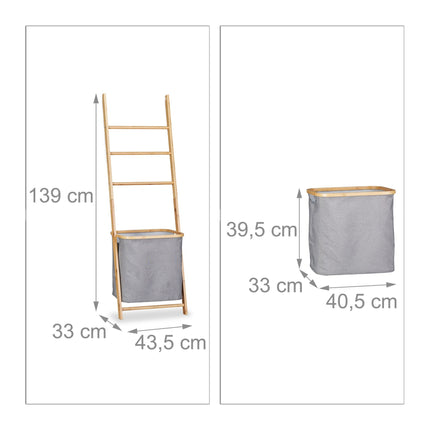 Bamboo towel rack with laundry basket