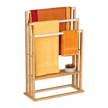 Bamboo towel rack with shelf