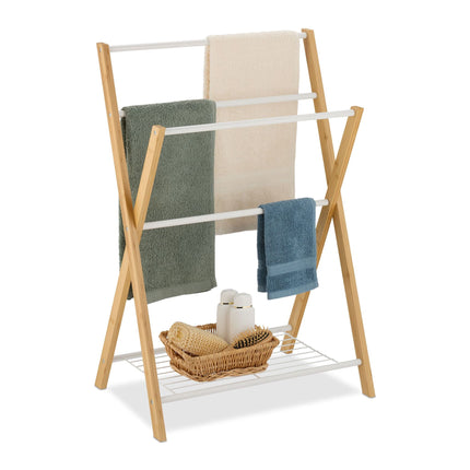 Bamboo towel rack with shelf
