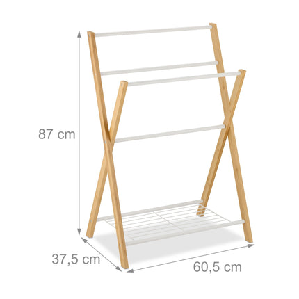 Bamboo towel rack with shelf