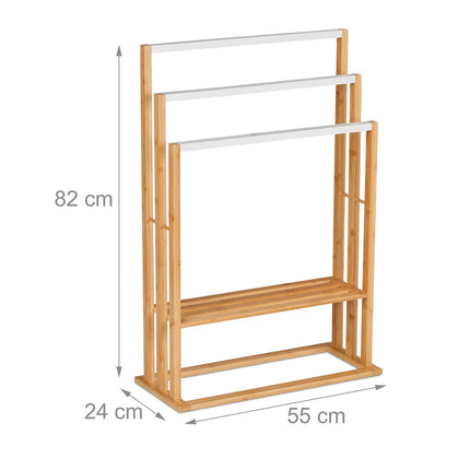 Bamboo towel rack with shelf