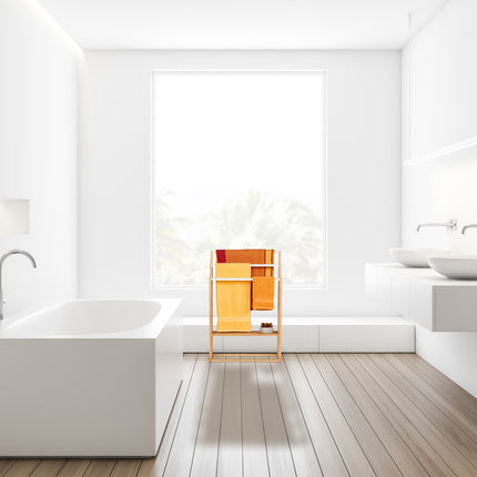 Bamboo towel rack with shelf