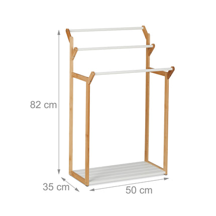 Bamboo towel rail with shelf