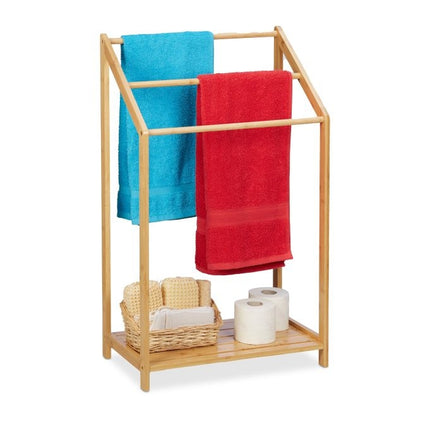 Bamboo towel rail with shelf