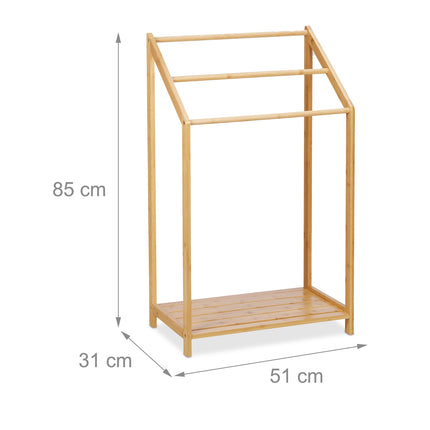 Bamboo towel rail with shelf
