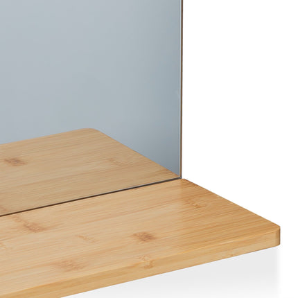Bamboo wall mirror with shelf