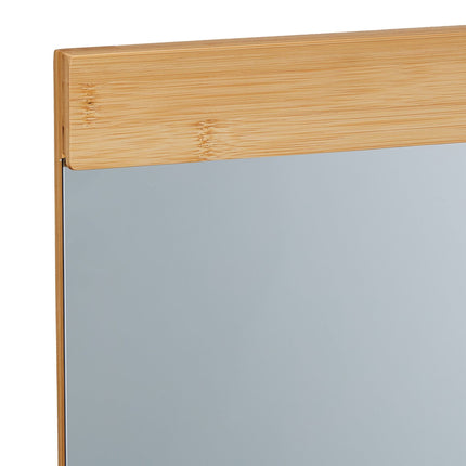 Bamboo wall mirror with shelf