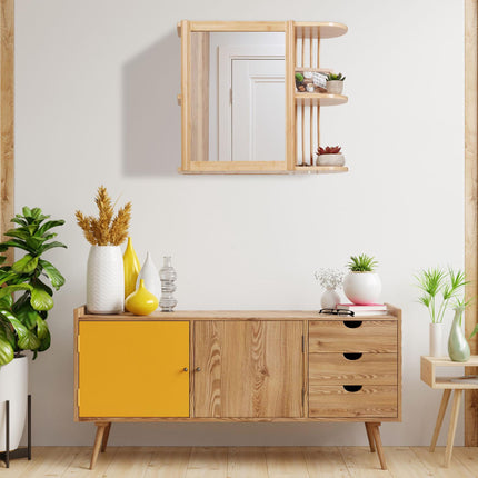 Bamboo wall shelf with mirror