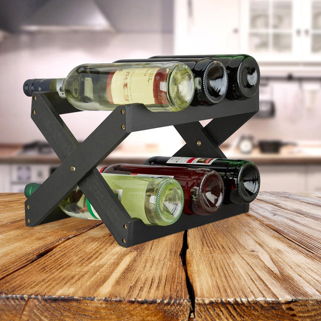 Bamboo wine rack black
