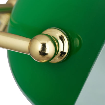 Banker lamp with green glass shade