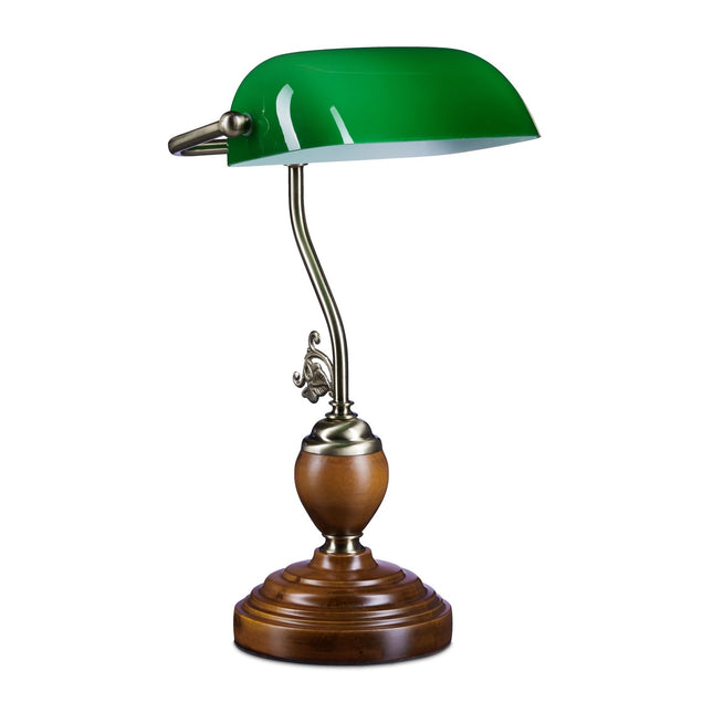 Banker's lamp JONES with wooden base