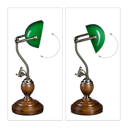Banker's lamp JONES with wooden base