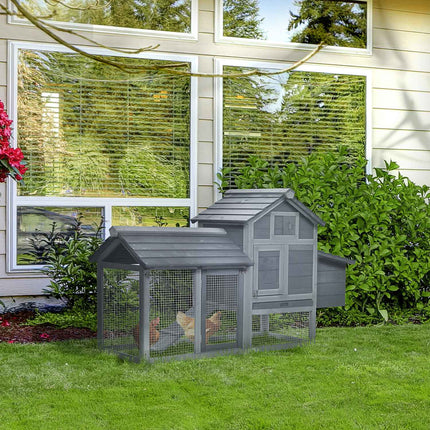 Bantam Chicken Coop with Nesting Box, Spruce Wood, Grey