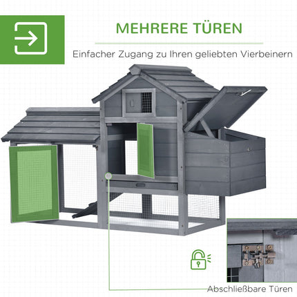 Bantam Chicken Coop with Nesting Box, Spruce Wood, Grey