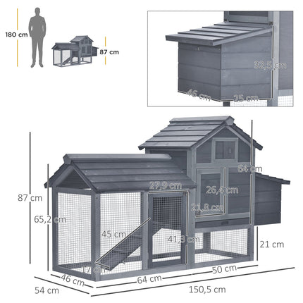 Bantam Chicken Coop with Nesting Box, Spruce Wood, Grey