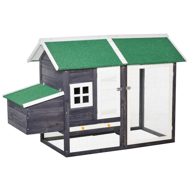 Bantam Chicken Coop with nesting box & playpen, gray