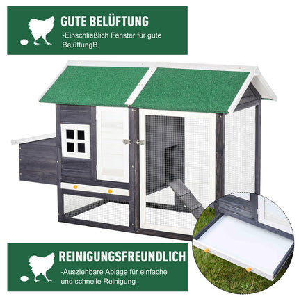Bantam Chicken Coop with nesting box & playpen, gray