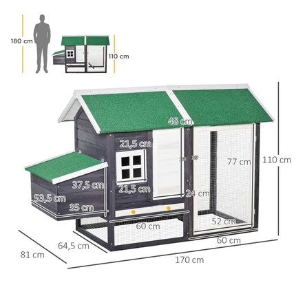 Bantam Chicken Coop with nesting box & playpen, gray
