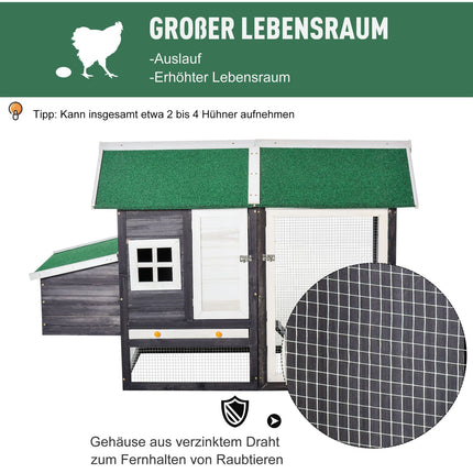 Bantam Chicken Coop with nesting box & playpen, gray