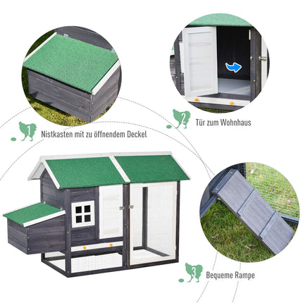 Bantam Chicken Coop with nesting box & playpen, gray
