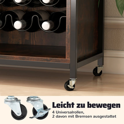Bar Cabinet with LED Lights & Adjustable Shelves, Rustic Brown