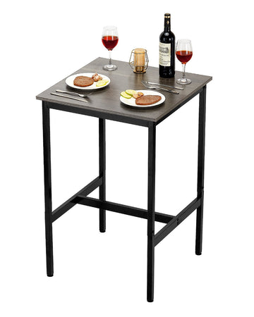 Bar Height Pub Table, Metal Frame, Rustic Brown, 24x24x36 in