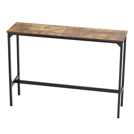 Bar Height Pub Table, Metal Frame, Rustic Brown, 55x15x39 in