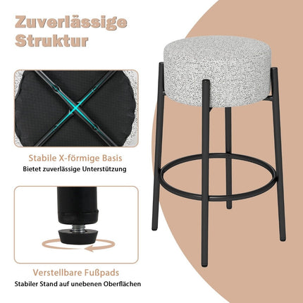 Bar Stool 68cm, Padded Seat, No Backrest, Metal Frame