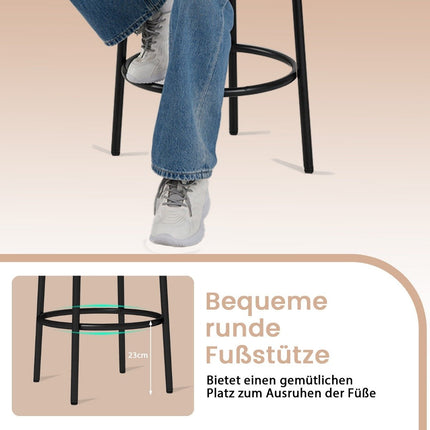 Bar Stool 68cm, Padded Seat, No Backrest, Metal Frame