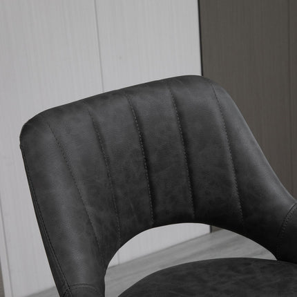 Adjustable barstools in gray leather look, set of 2 - swivel and metal frame