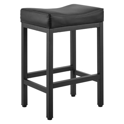 Bar Stool Set of 2, PU Leather, 62 cm Counter Height