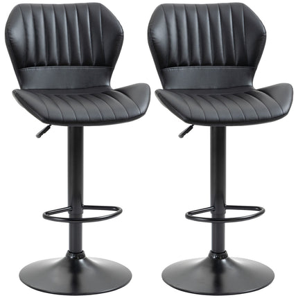 Adjustable barstools in faux leather, swivel, set of 2