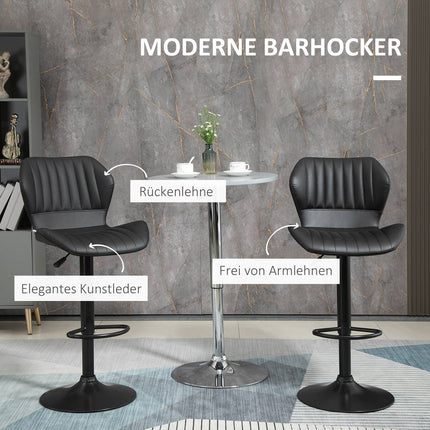 Adjustable barstools in faux leather, swivel, set of 2