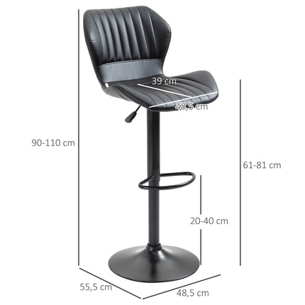 Adjustable barstools in faux leather, swivel, set of 2