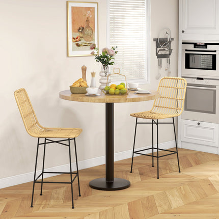 Bar stools Set of 2, Boho Design, PE rattan, yellow