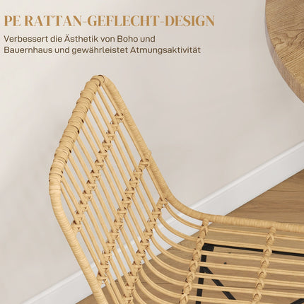 Bar stools Set of 2, Boho Design, PE rattan, yellow