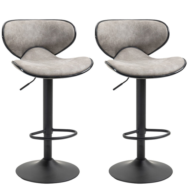Adjustable faux leather barstools - set of 2 with footrests