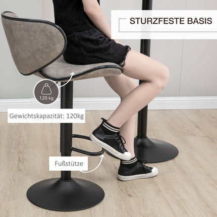 Adjustable faux leather barstools - set of 2 with footrests