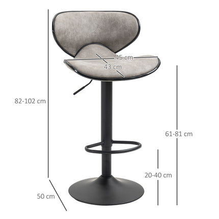 Adjustable faux leather barstools - set of 2 with footrests